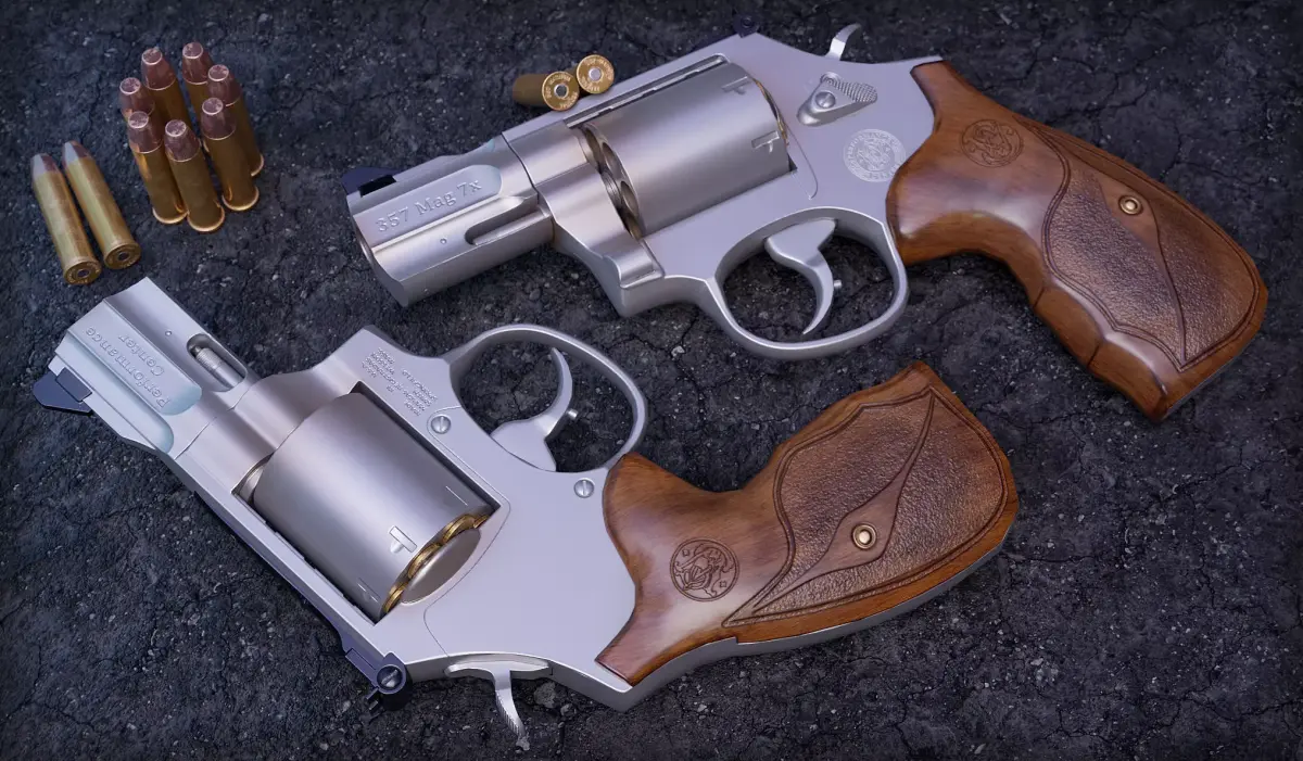 model 357 Magnum Barrel 7 Rounds Wood Grip Low-poly 3D model purchase