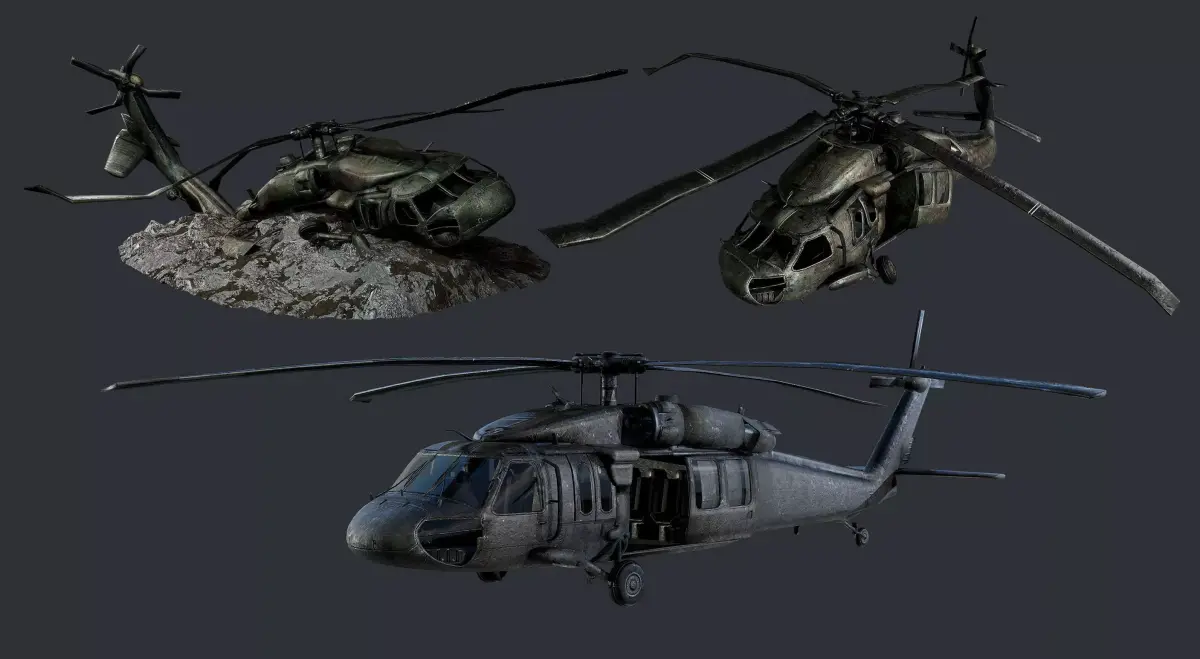 Sikorsky UH60 Black Hawk Military Helicopter Game Ready Pack 03 Low-poly 3D model