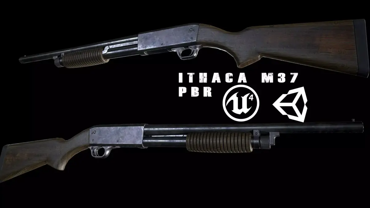 Ithaca M37 PBR Low-poly 3D model