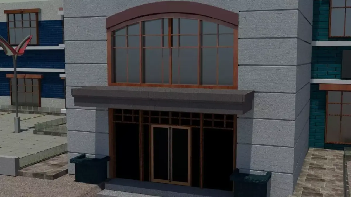 Commerical Building Low-poly 3D model