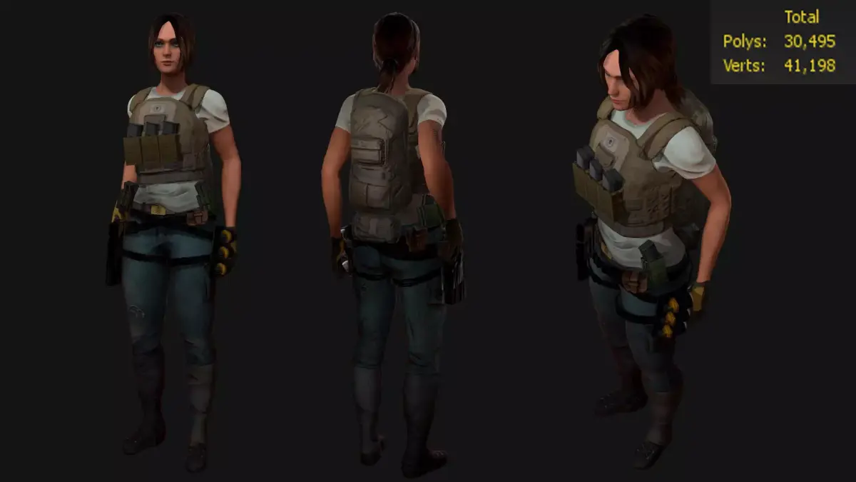 Female  Australian military Low-poly 3D model