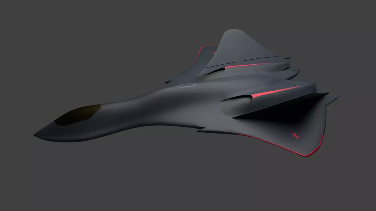 Stealth fighter jet spaceship like 3D model