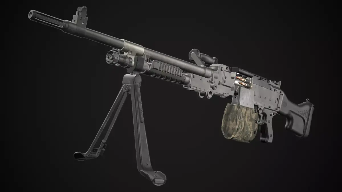 FN MAG M240 Machine Gun Game Ready Low-poly 3D model