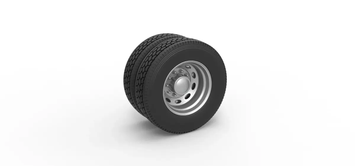 10 Oval Hole Rear double wheel of semi truck Scale 1 to 25 3D print model