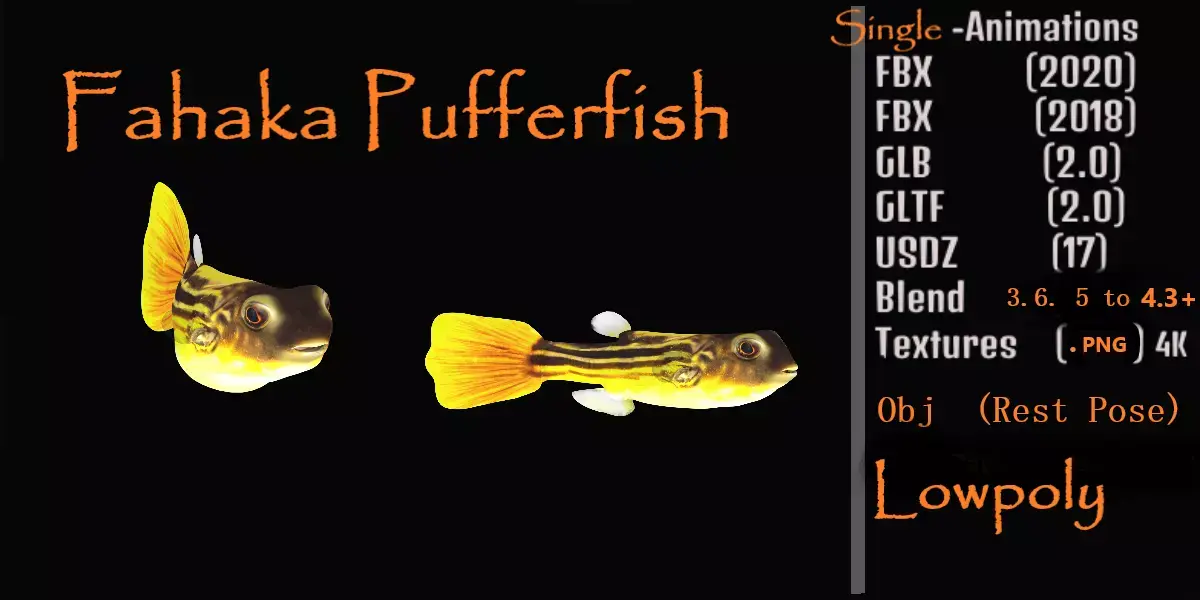 Fahaka Nile Pufferfish Low-poly 3D model
