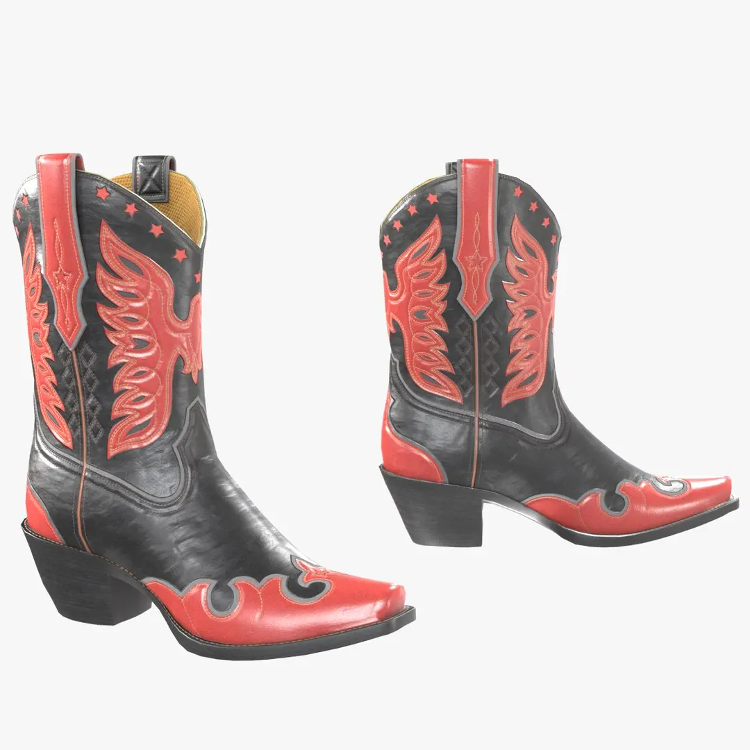Eagle Star Cowboy Red Boots 3D model