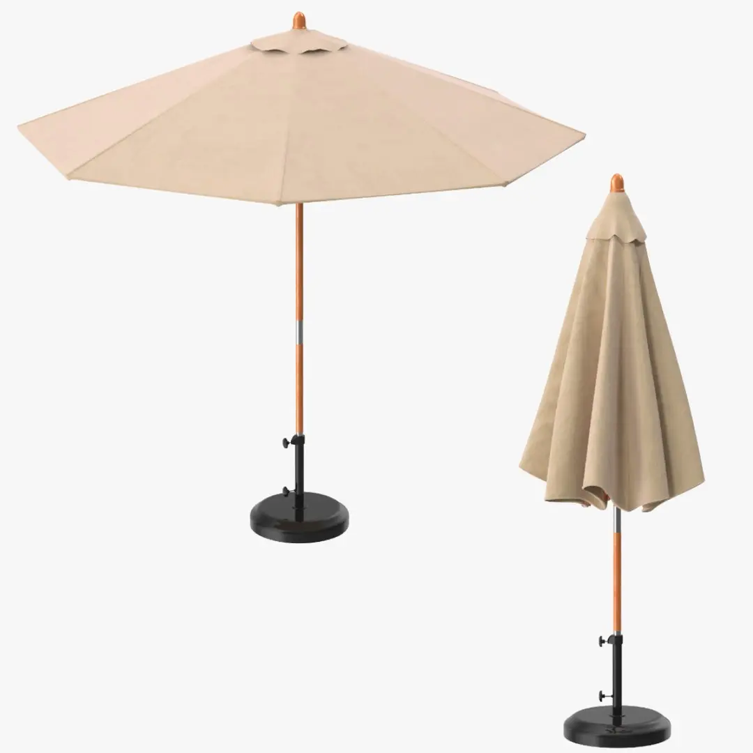 Patio Umbrella Open and Closed 3D model