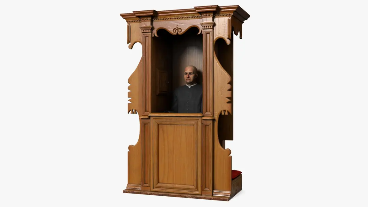 Confessional Booth with Priest 3D model