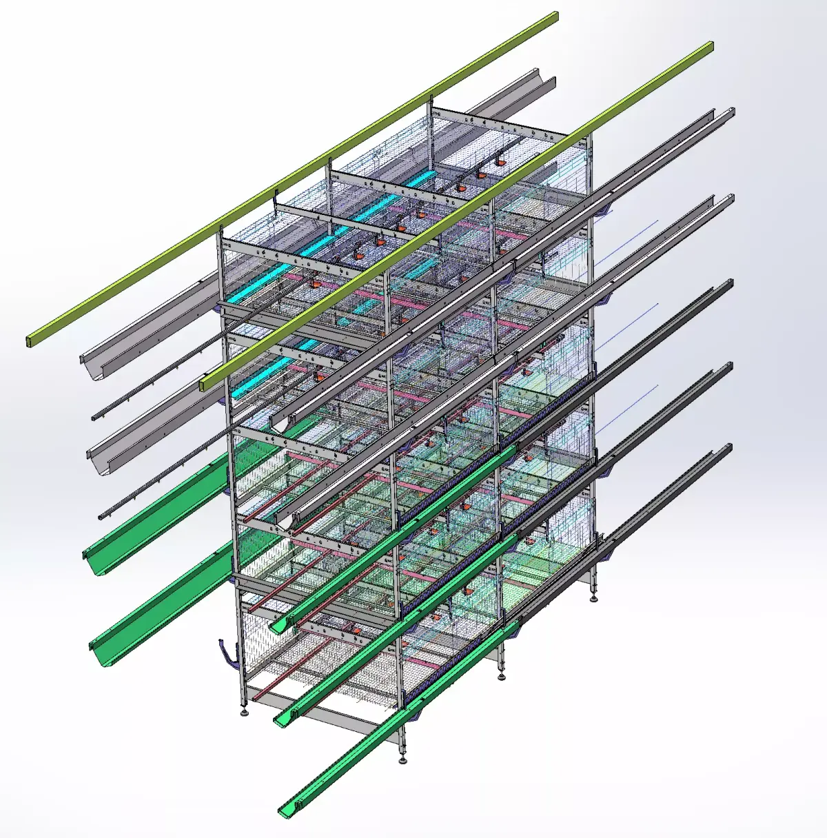 Automated chicken cages 3D model