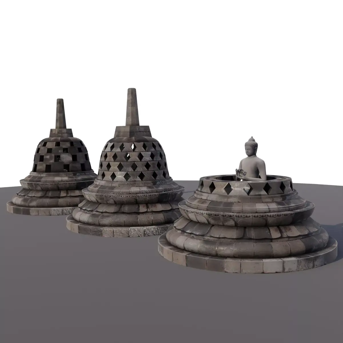 Borobudur 3D Model -Stupa Only- Low-poly 3D model
