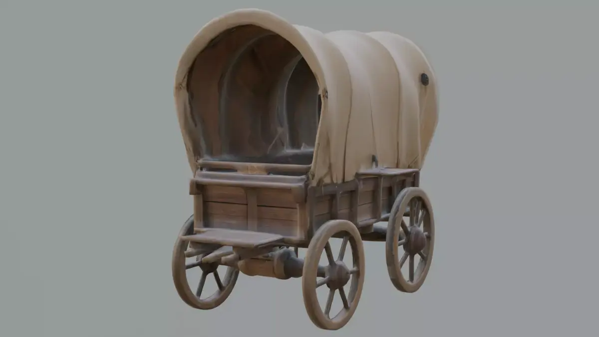 Low-Poly Desert Wagon with Lanterns  Game Ready Asset Low-poly 3D model