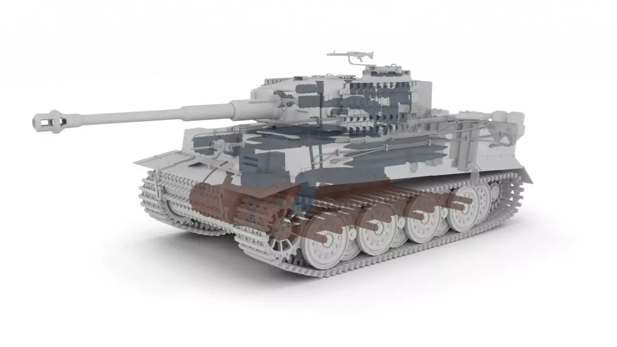 Panzer Tiger Tank Late 1944 Clay with interior 3D model