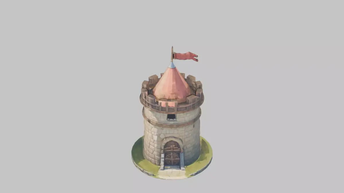 Lowpoly Stylized medieval watch tower Low-poly 3D model
