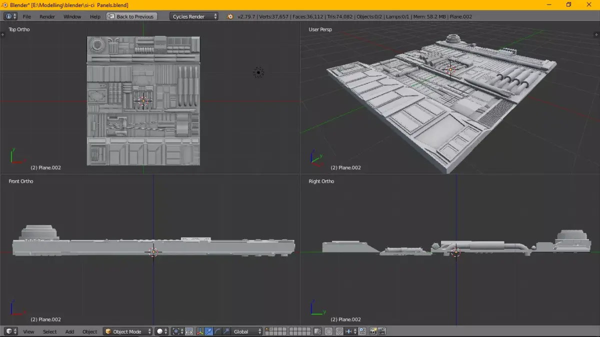 scifi space ship Panel Low-poly 3D model