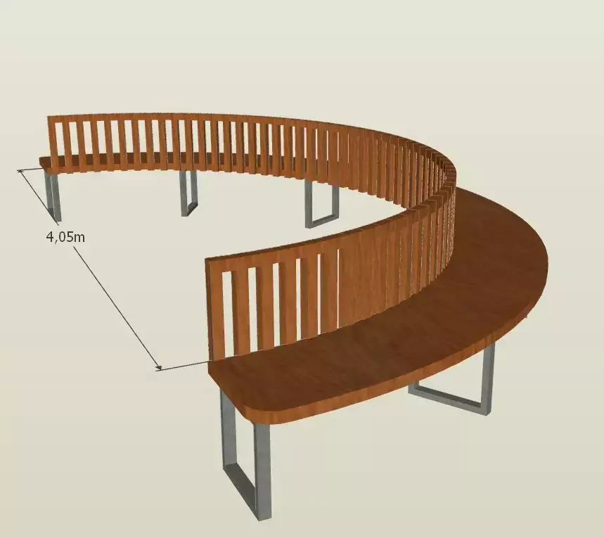 Semicircular bench  Free low-poly 3D model