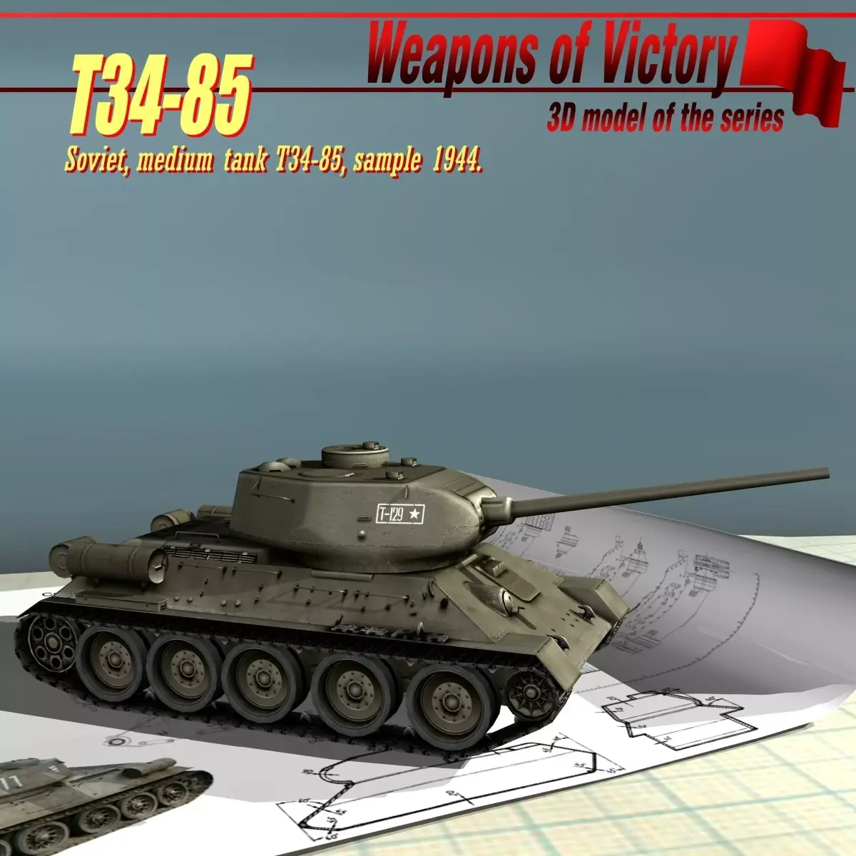 T34-85 tank Low-poly 3D model