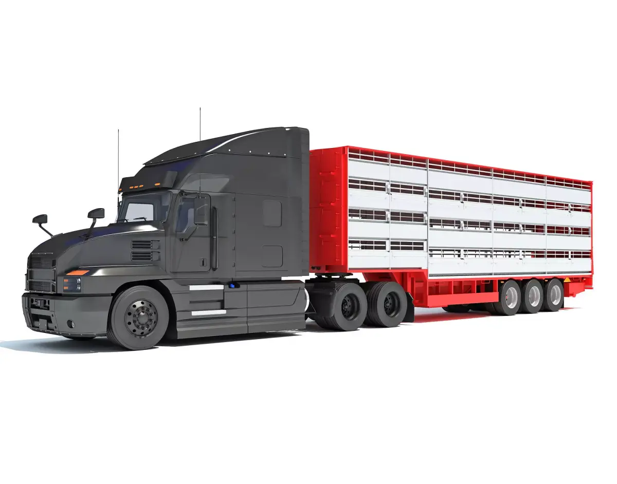 Truck with Cattle Animal Transporter Trailer 3D model purchase