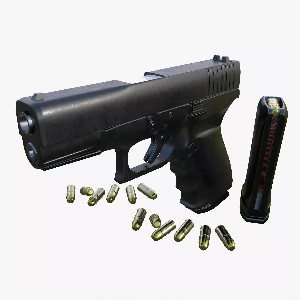 Gun Model Fa Glock Low-poly 3D model