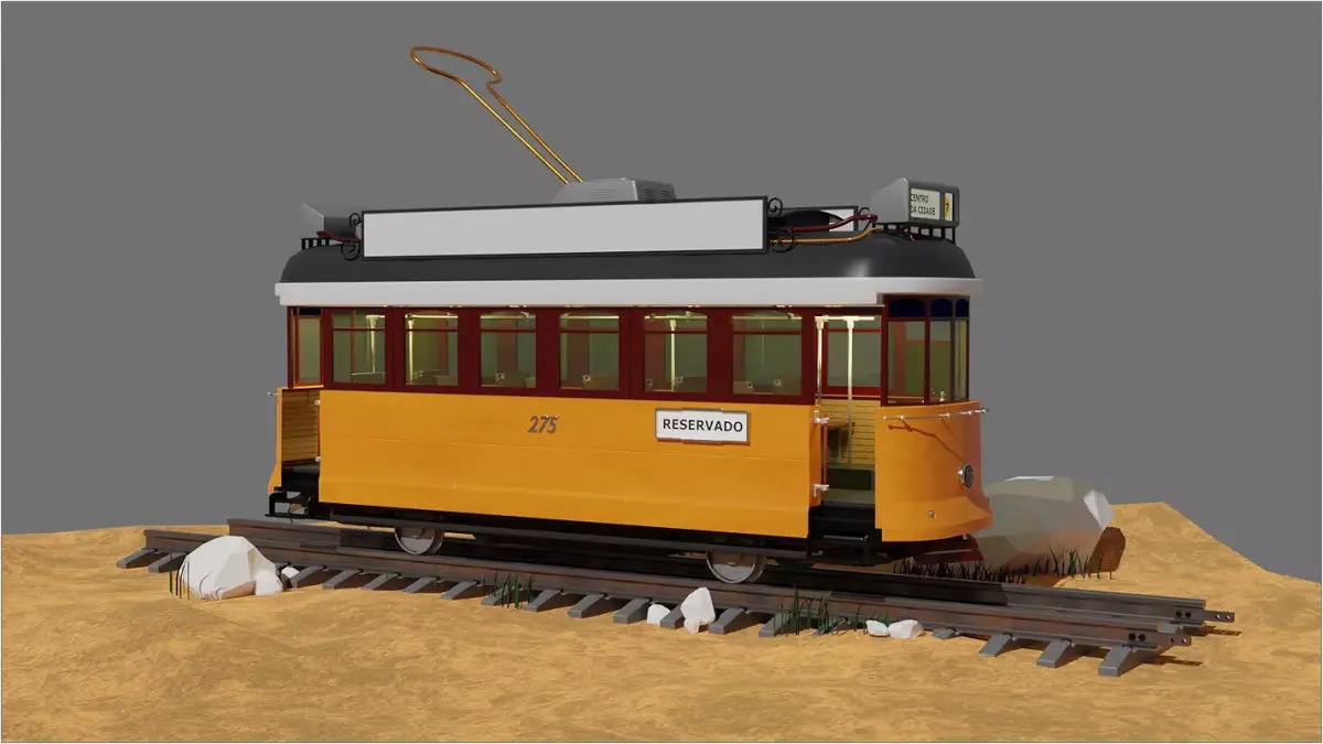Old tram 3D model buy