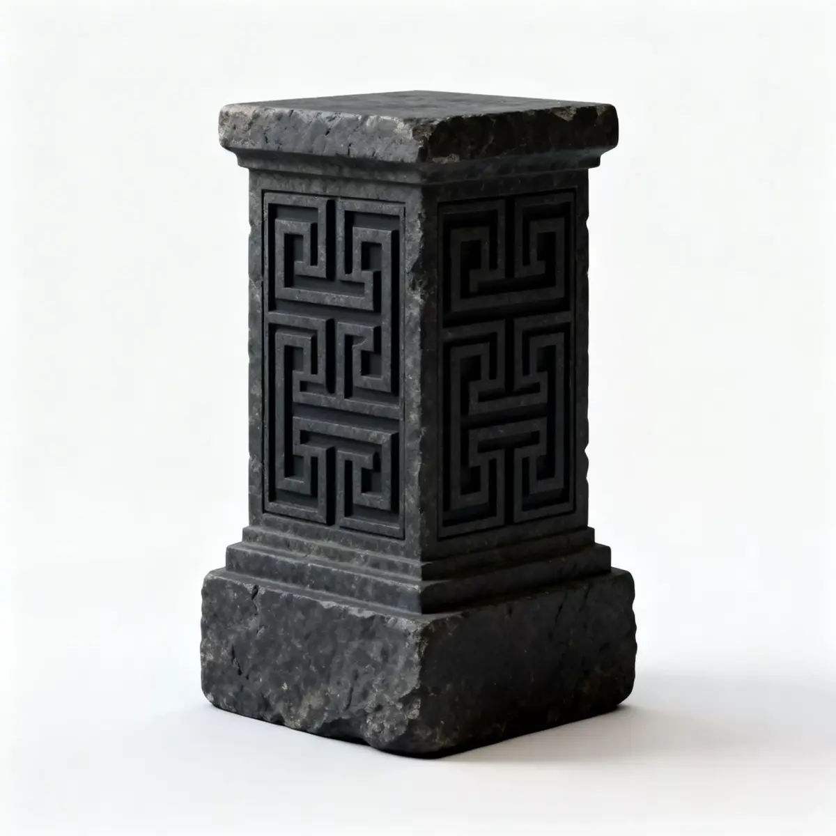 Realistic Ancient Dark Stone Carved Pedestal 3D Model Low-poly 3D model