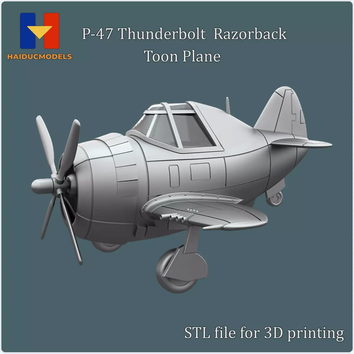 P-47 Thunderbolt  Razorback 3D Printable Egg Plane 3D print model