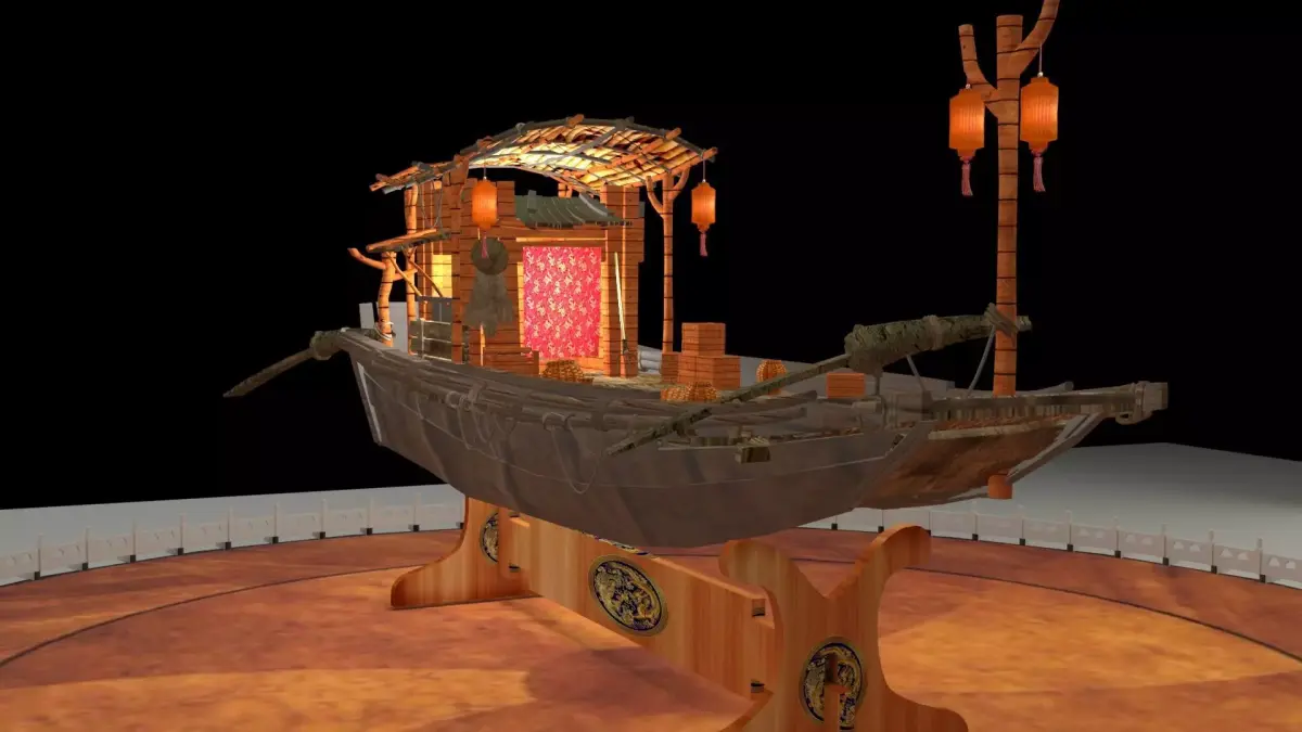 Chinese fishing boat 3D model buy