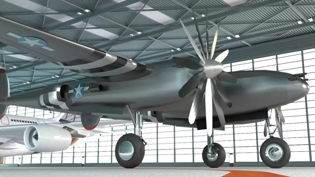 Lockheed P-38 Lighting Low-poly 3D model