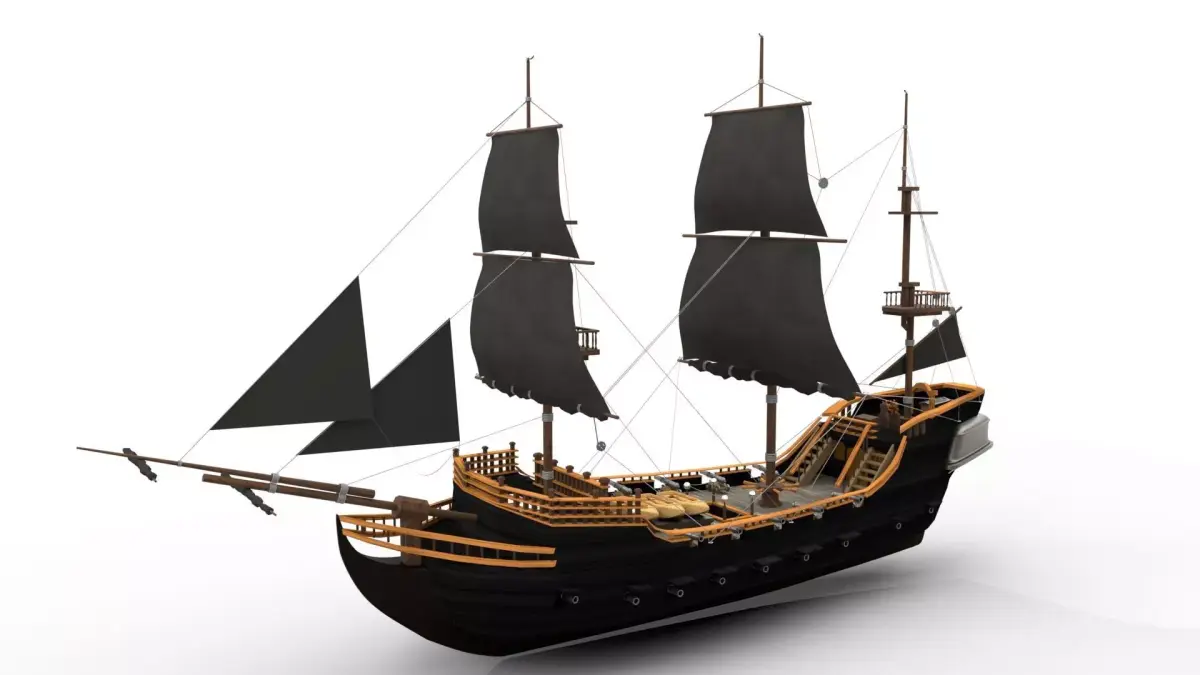 BLACK PEARL Low-poly 3D model