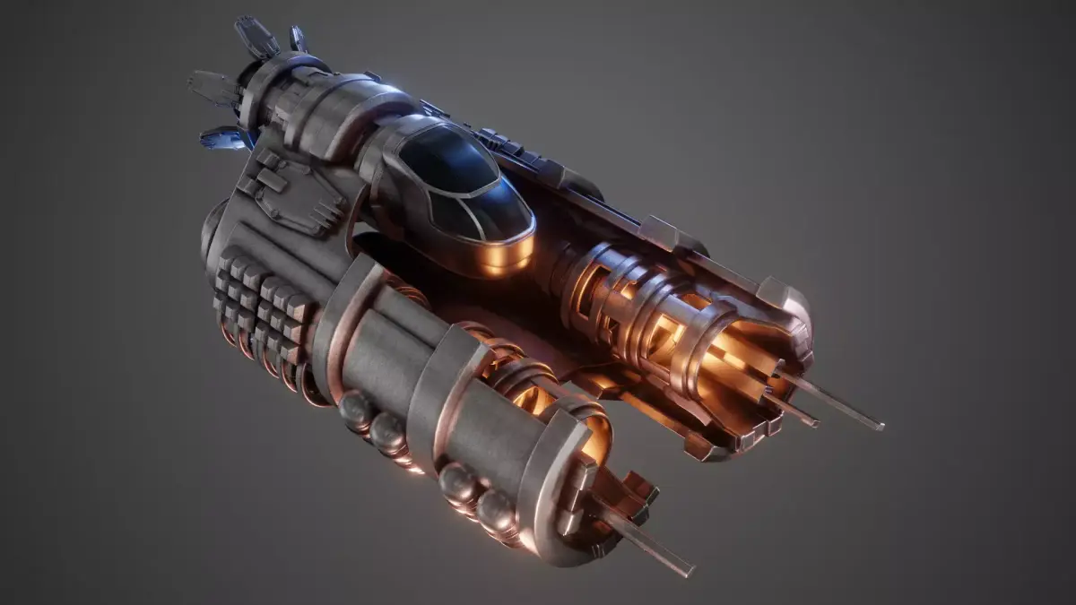 Highpoly Spaceship with flames 3D model