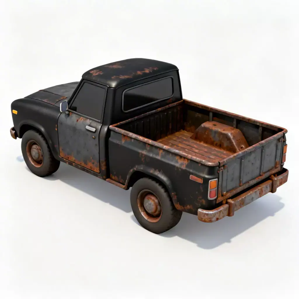 Rusted Black Pickup Truck 3D Model Low-poly 3D model