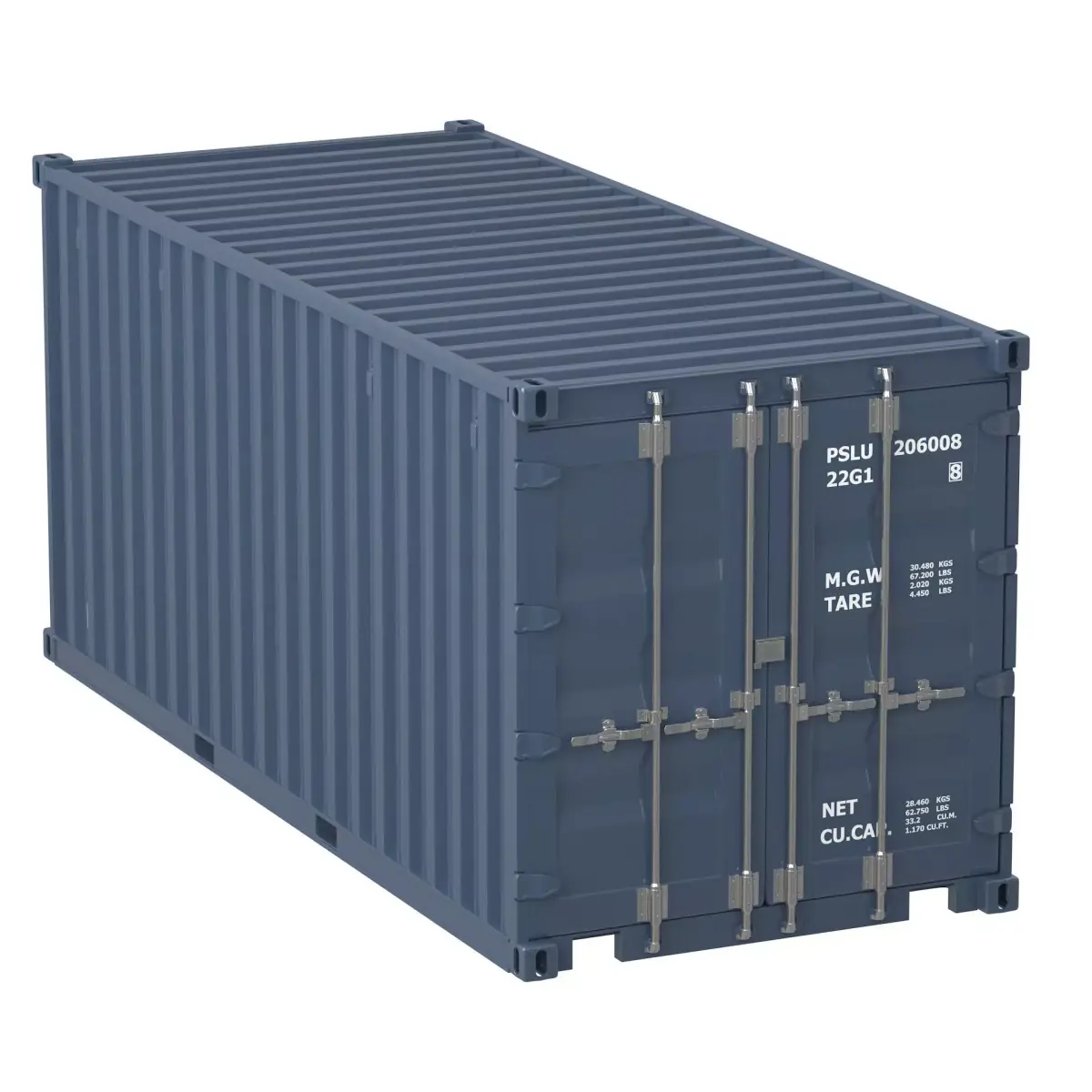 20 ft Container Gray 3D model