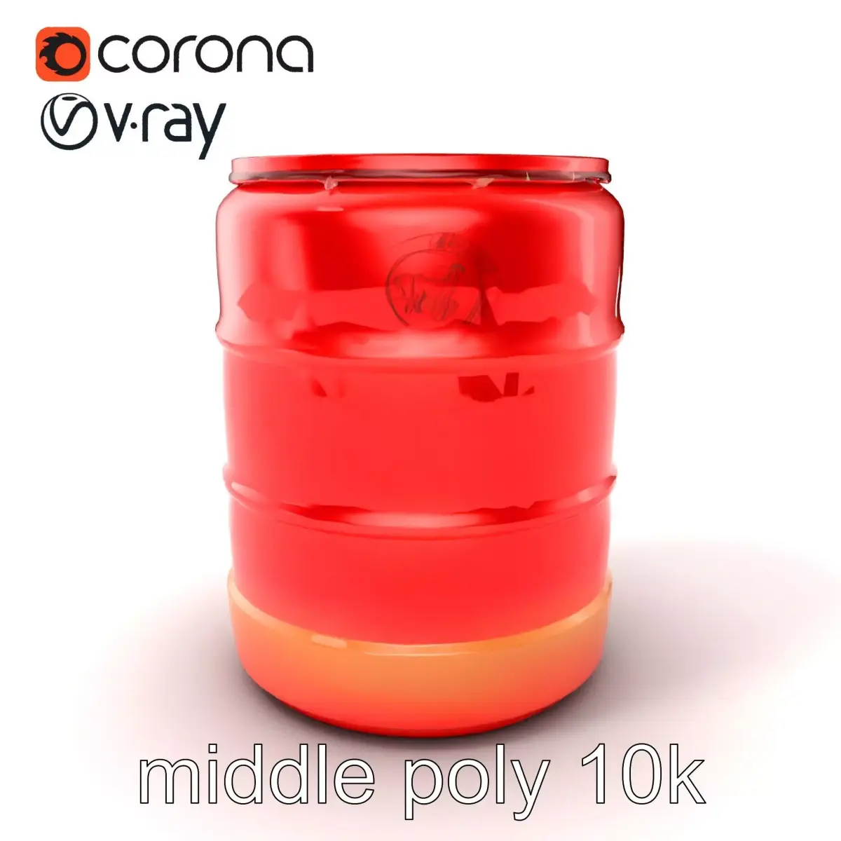 High-Gloss Cherry Red Plastic Drum Model Pack Low-poly 3D model
