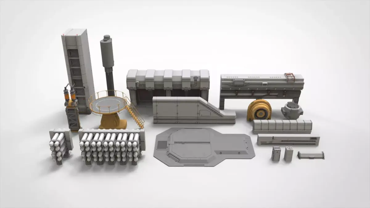 sci-fi Architecture kitbash 14 3D model