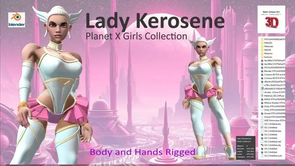 Lady Kerosene Planet X Rigged 3D Model 3D model