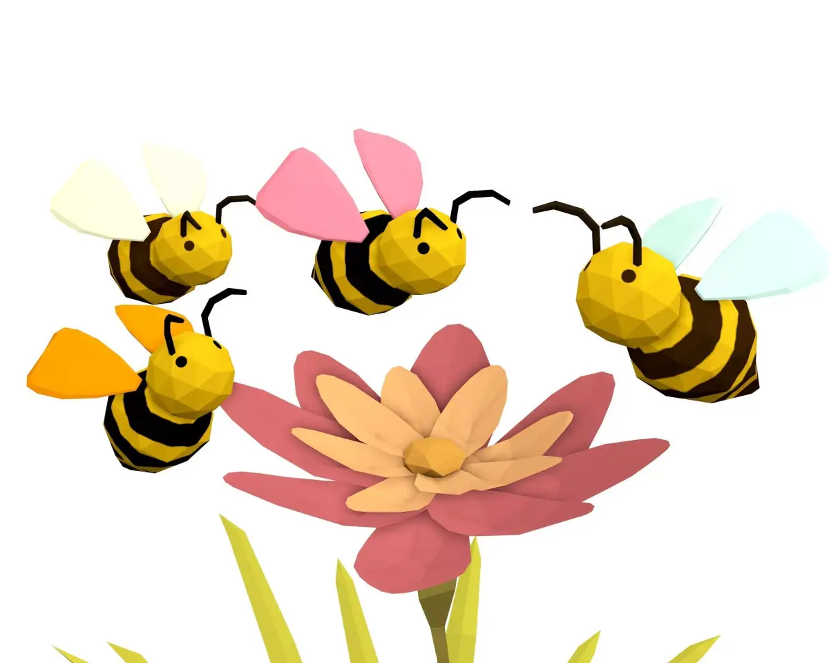 Cartoon Bees -LOW POLY Low-poly 3D model
