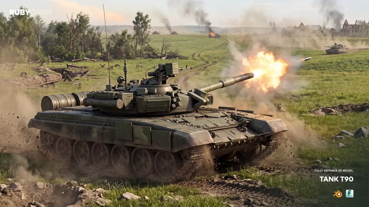 Tank T90 3D model purchase