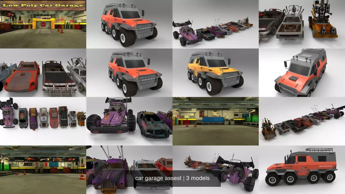 car garage assest 3D Model Pack purchase