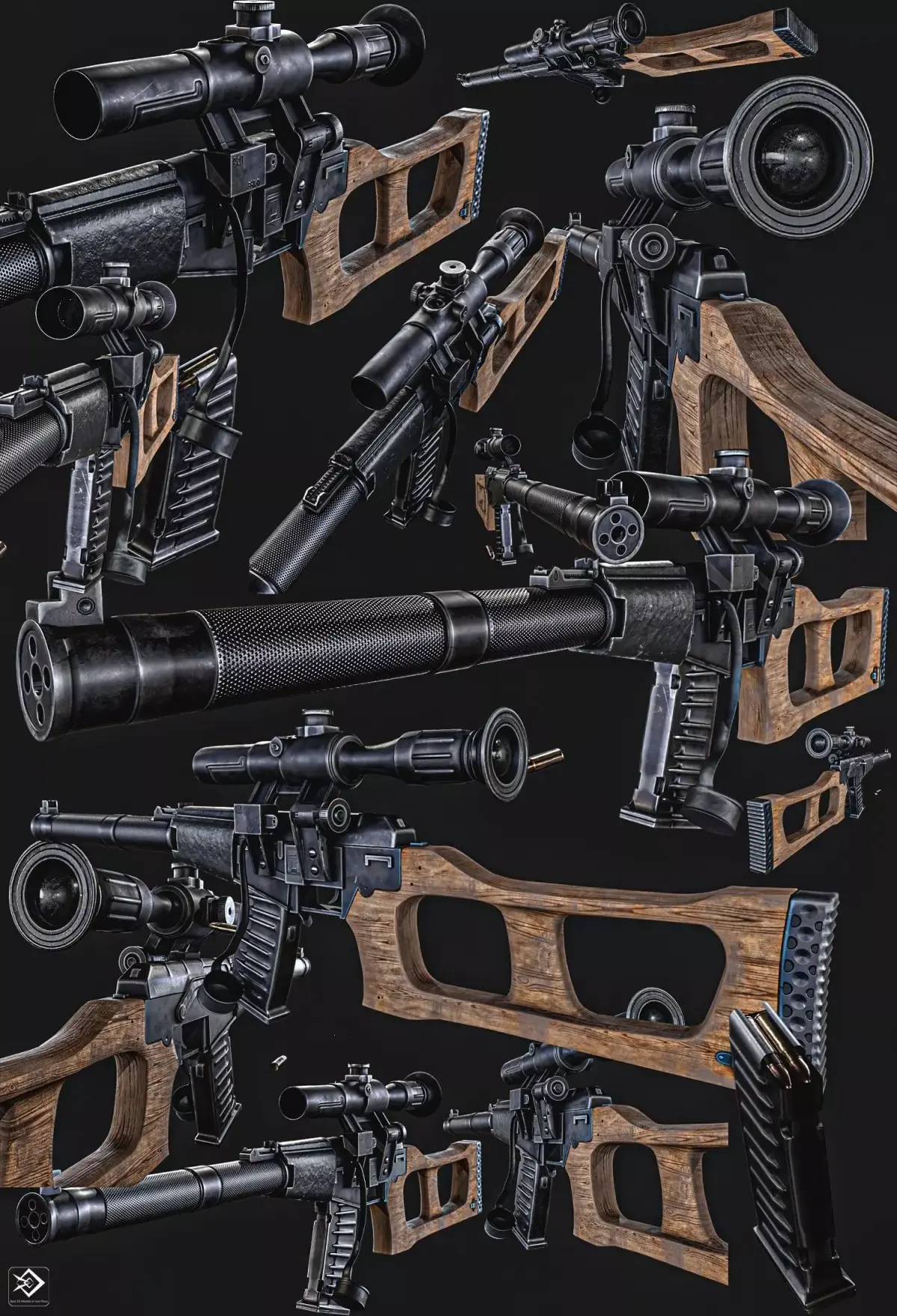 VSS  Sniper Rifle Low-poly 3D model