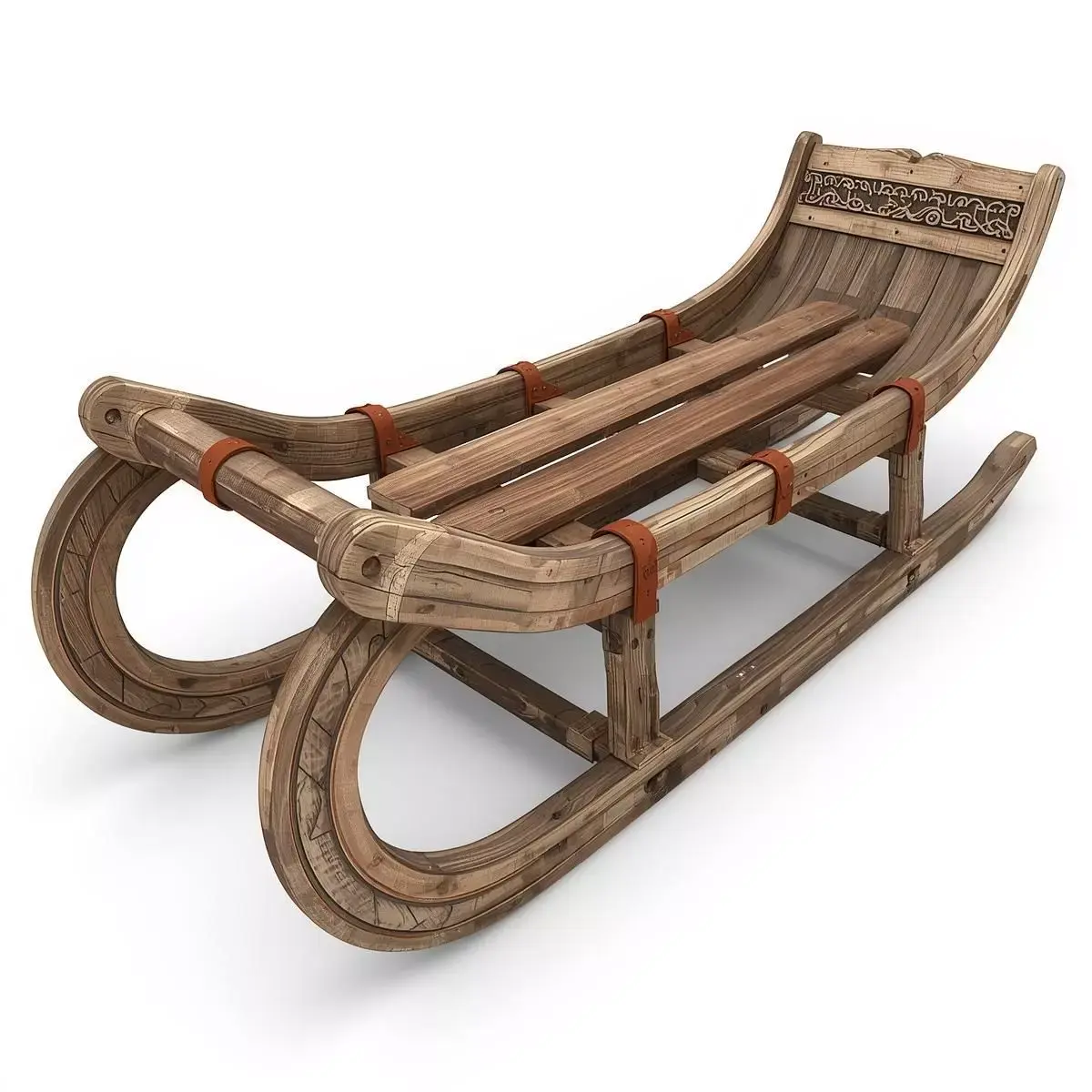 Viking Wooden Sled 3D Model v03 Low-poly 3D model