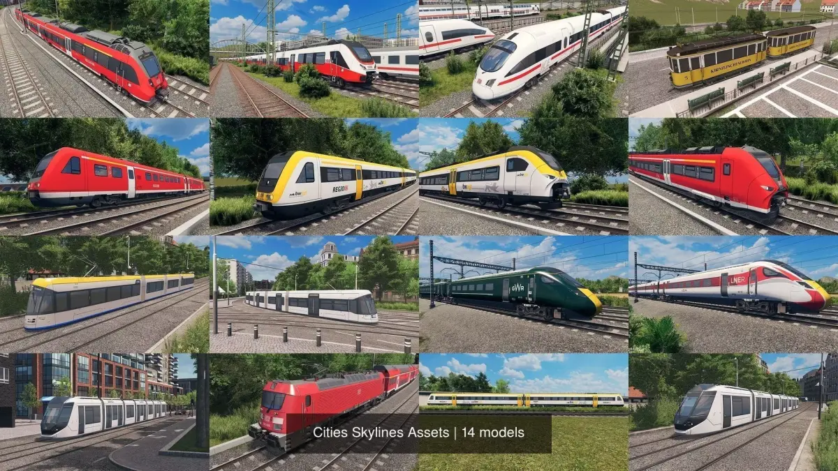 European Trains and Trams Collection 3D Model Pack