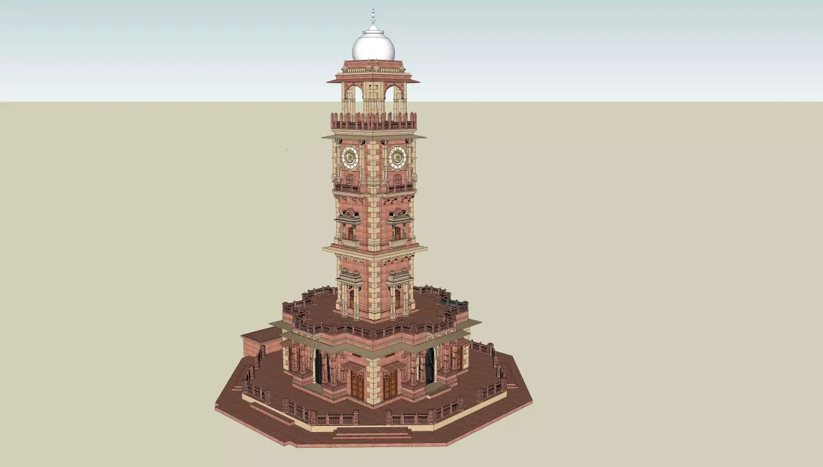 Indian Ghantaghar jodhpur tower  Low-poly 3D model