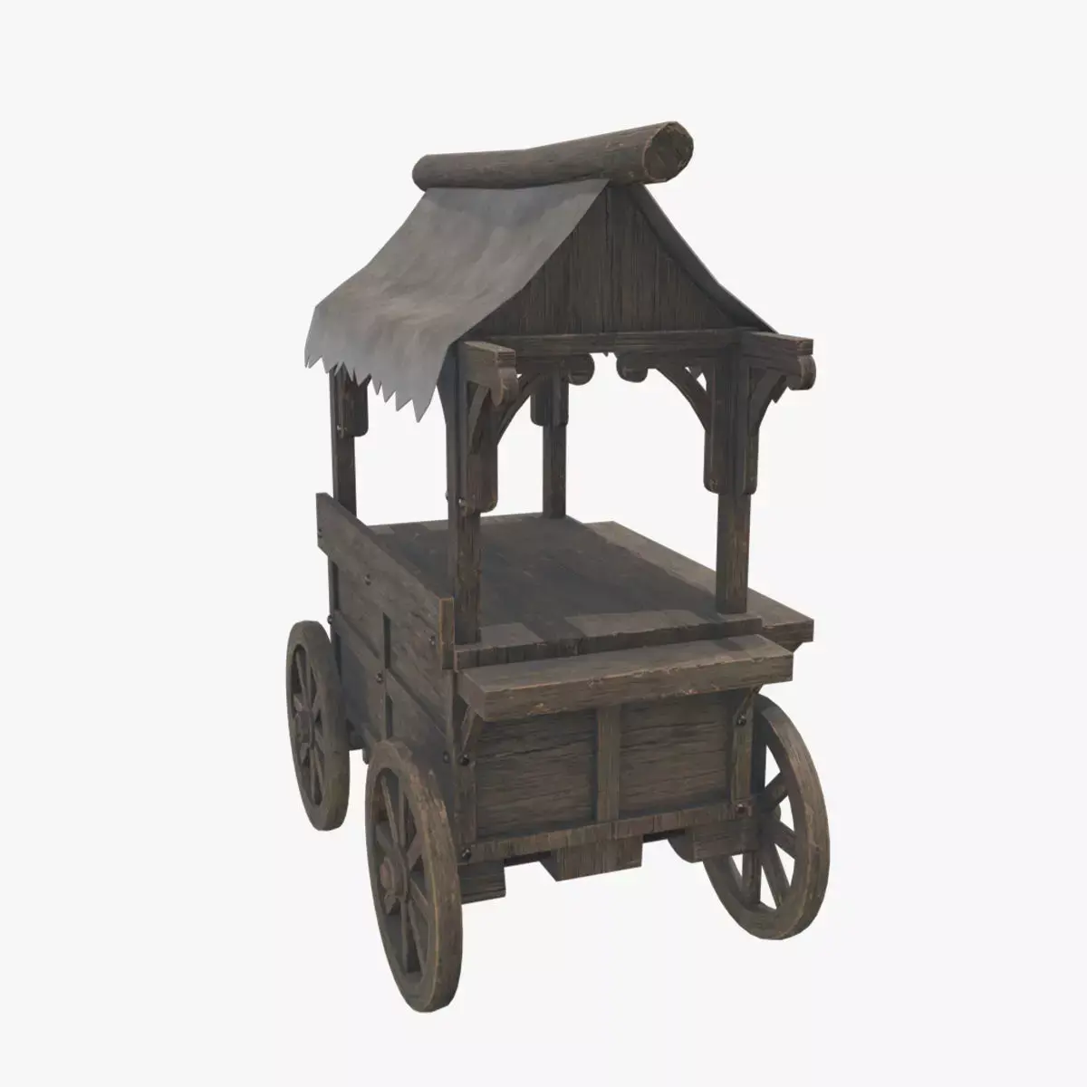 Medieval Cart V08 Low-poly 3D model