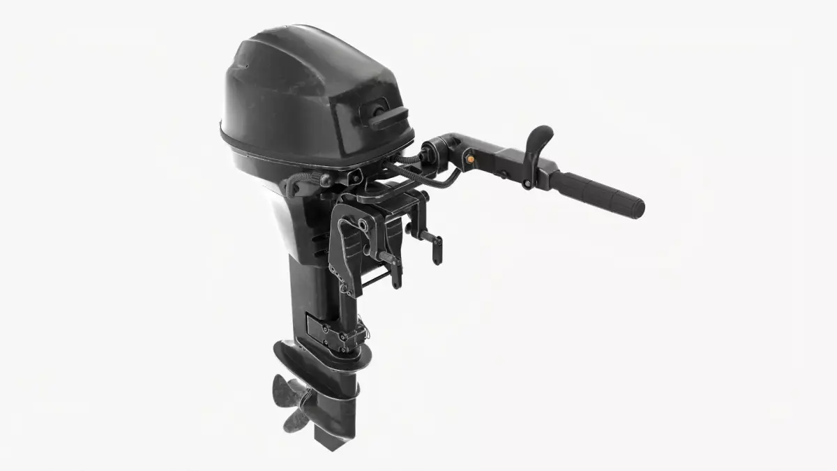 Outboard portable boat motor with tiller used 3D model