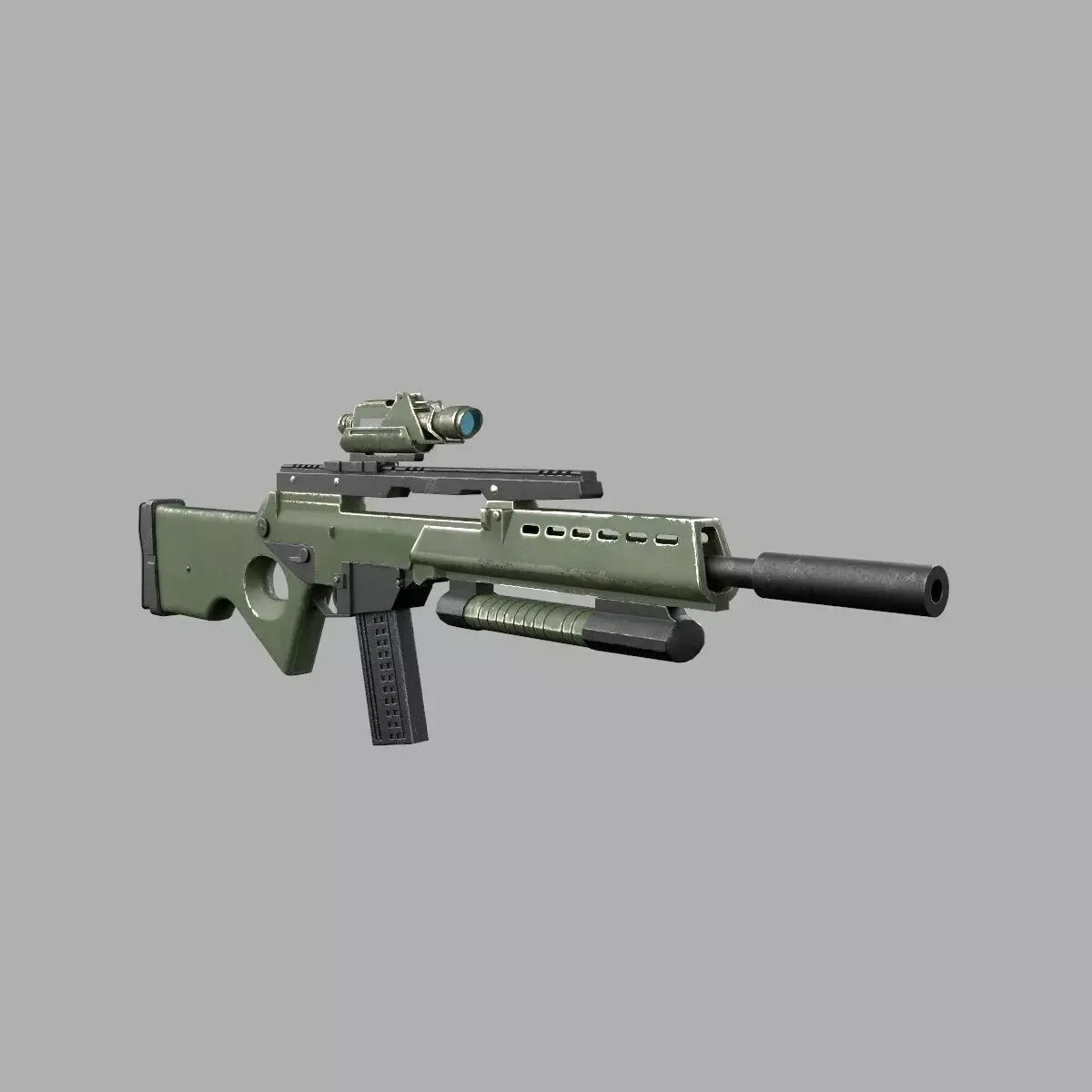 Assault rifle Low-poly 3D model 7