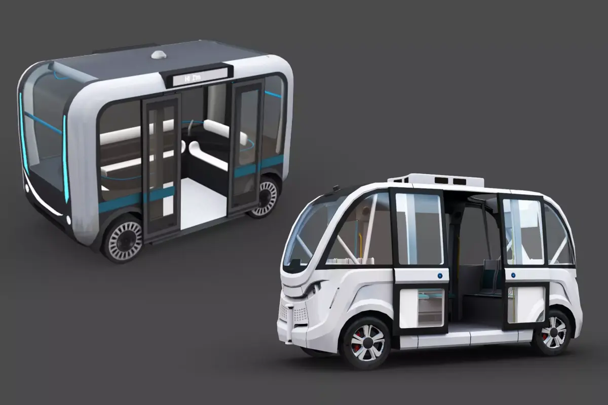e-Shuttle with interior Pack 1 Low-poly 3D model