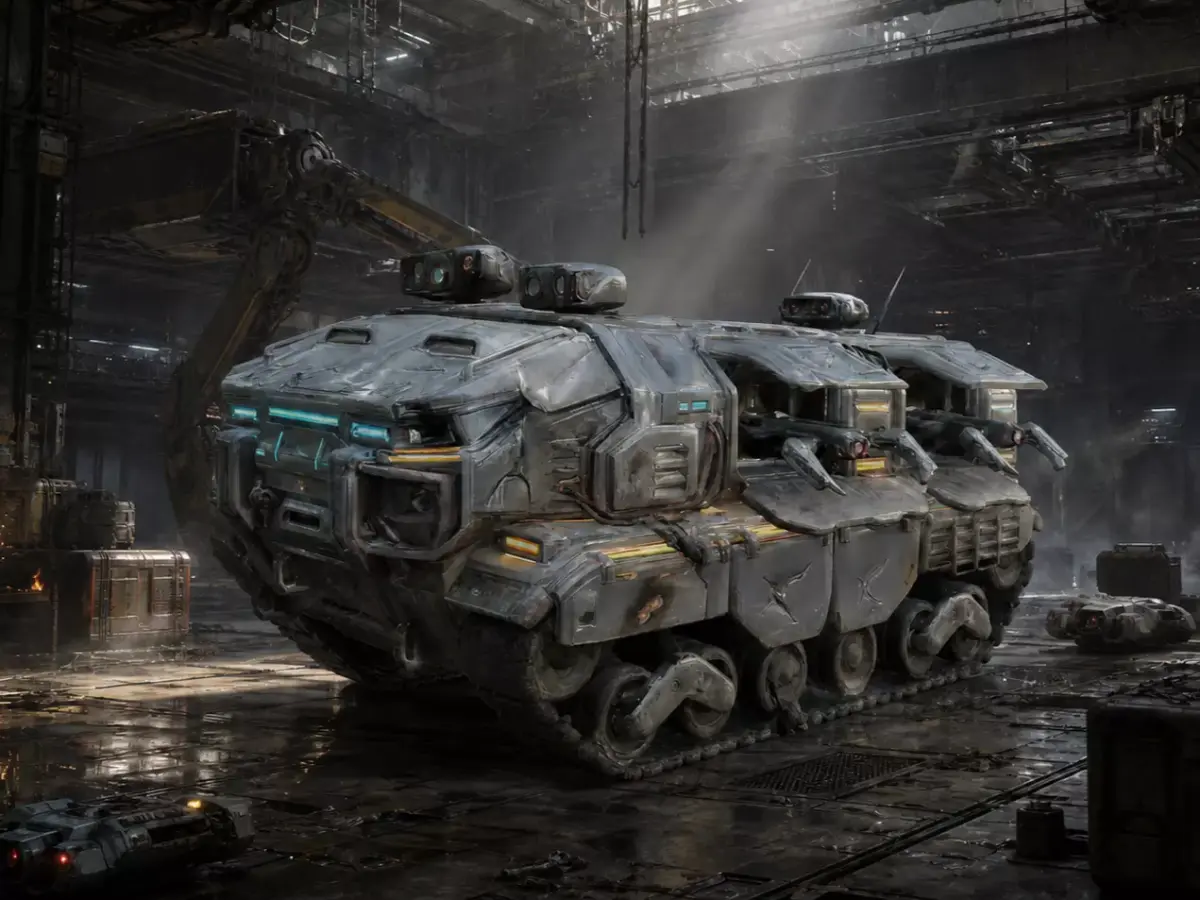 Sci-Fi Drone Carrier - Armored Tracked Vehicle Game Ready PBR Low-poly 3D model