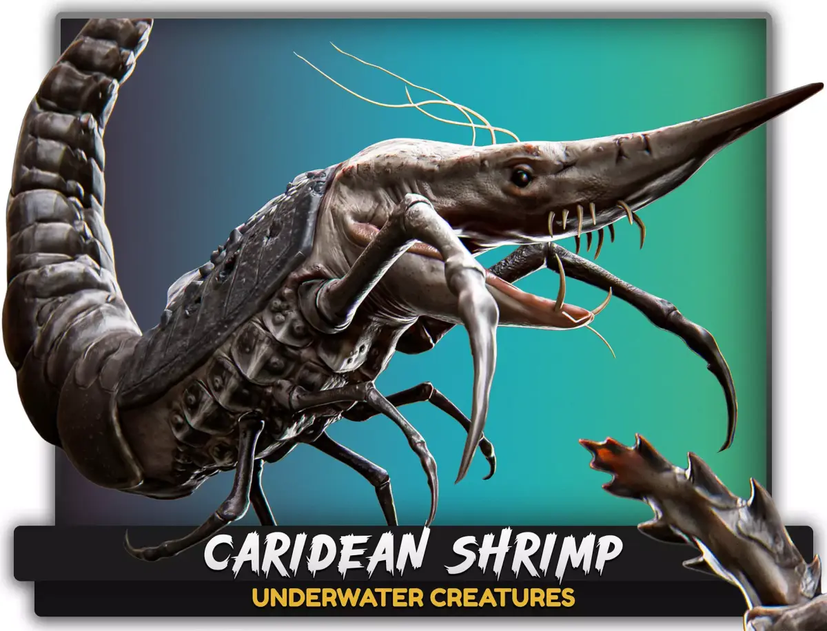 Fish model - Shrimp fish lowpoly - ocean horror - monster fish 1 Low-poly 3D model