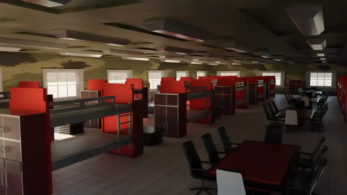 Military Dormitory Low-poly 3D model get