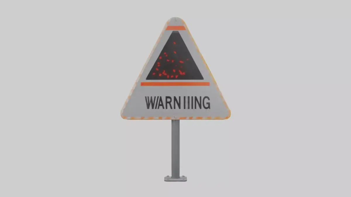 Heavy Impact Warning Sign model Low-poly 3D model