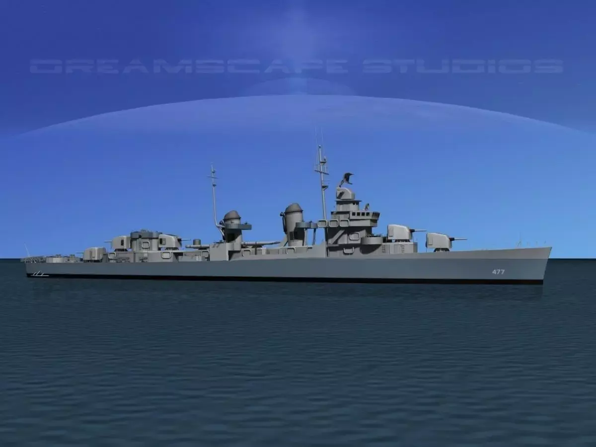 Fletcher Class Destroyer DD-477 USS Pringle 3D model